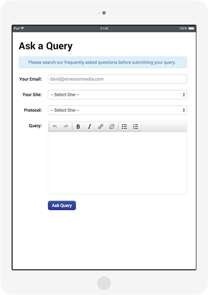 Screenshot of query system and knowledge base